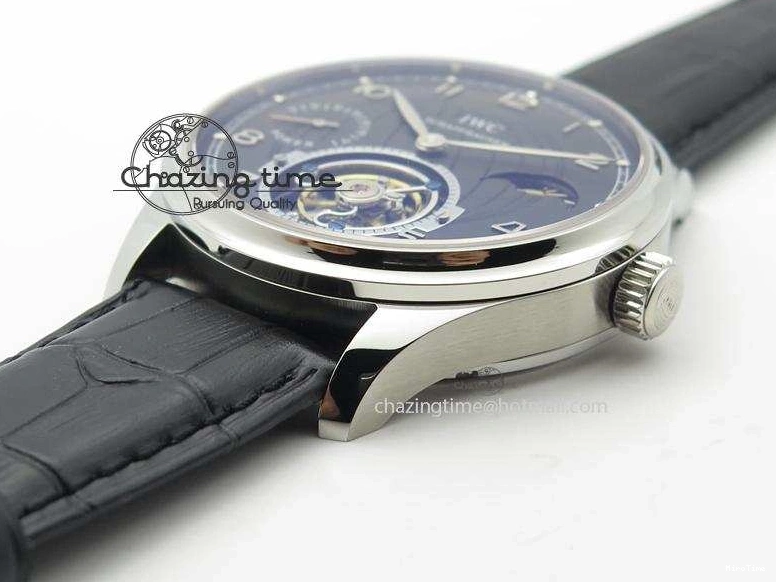MIROTIME 0807 Portuguese Tourbillon Power Reserve Moonphase SS Black Dial On Black Leather Strap TechFriendly 7321